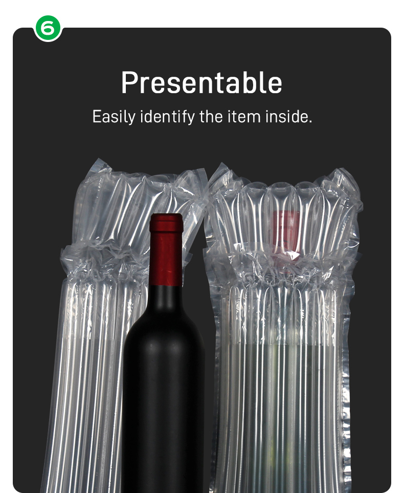 Wine bottle air bag features