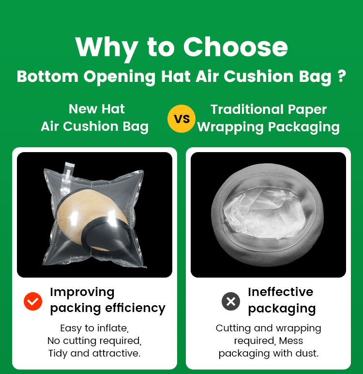 Hat air cushion bag VS Traditional paper packaging