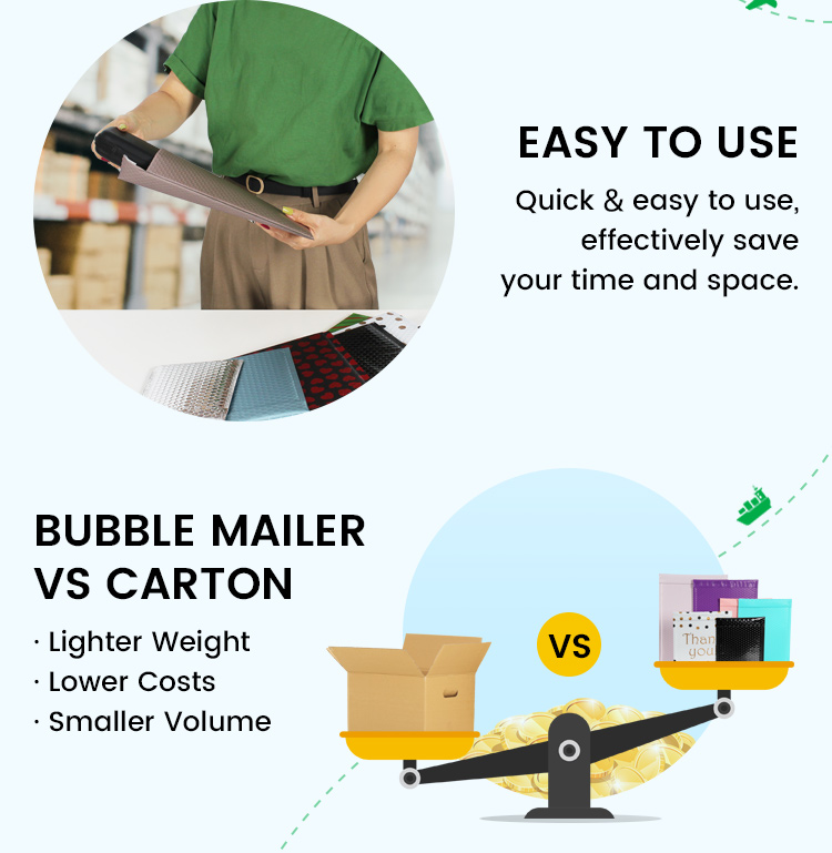 Bubble mailer features
