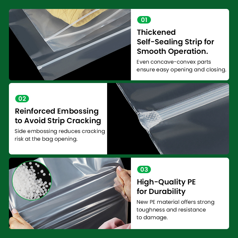 Transparent Plastic PE Ziplock Self Sealing Bags