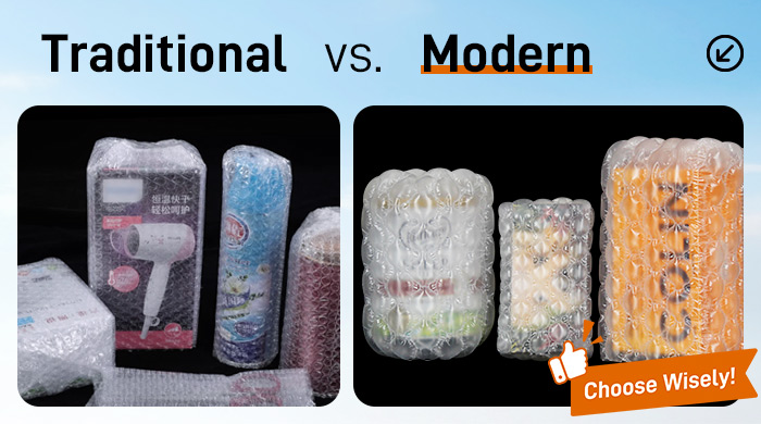 Air bubble film VS Traditional bubble wrap