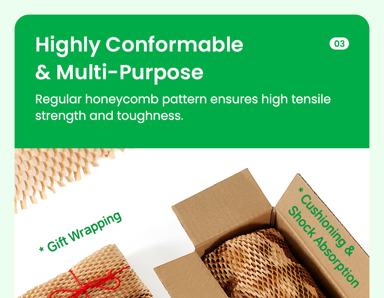 Features of boxed honeycomb paper